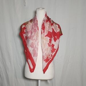 Floral Red and White Scarf